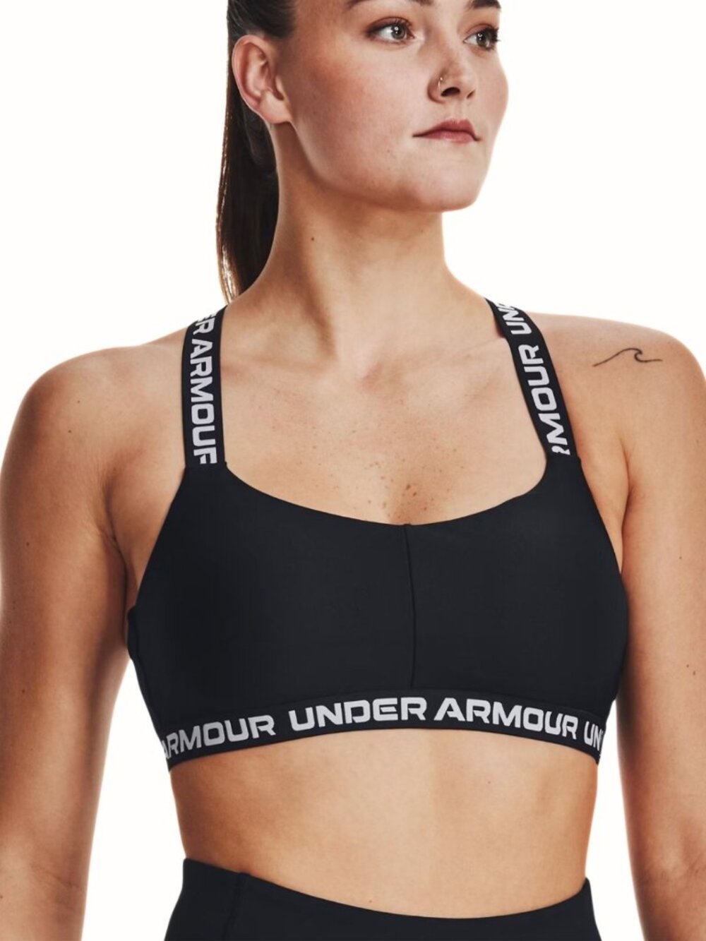 Under Armour Crossback Strappy Sports Bra Medium Black Light Support Gym Yoga